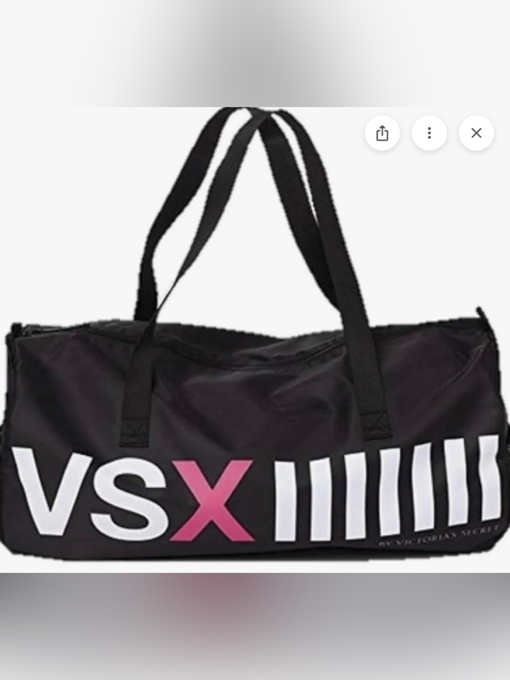 Victoria's Secret Large Black Travel Tote Duffle Gym Bag with Pink Logo Nice!
